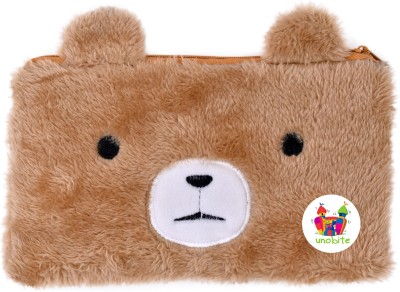 Unobite Pencil Pouch Bear Art Polyester Pencil Box(Set of 1, Brown)