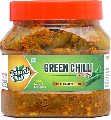 Natural Hub Mother Made Organic Marwari Rajasthani Hari Mirch ka Achaar (Without Oil) Green Chilli Pickle(500 g)