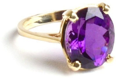 KUNDLI GEMS Amethyst Ring Natural 5.25 ratti Jamuniya stone Unheated & Untreated stone Lab Certified for unisex Stone Amethyst Gold Plated Ring