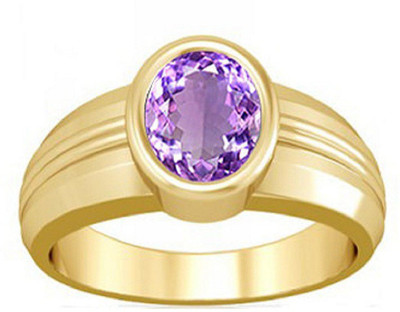 KUNDLI GEMS Stone Amethyst Gold Plated Ring