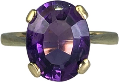 RATAN BAZAAR Amethyst Ring Original 6.00 ratti Stone Jamuniya stone Semi Precious stone Effective and Lab certified for unisex Stone Amethyst Gold Plated Ring