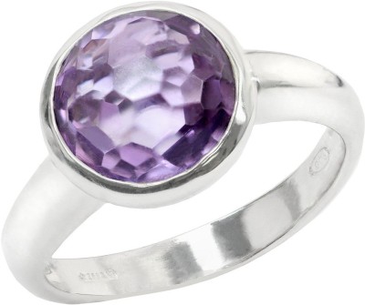 RATAN BAZAAR Amethyst Ring Original 6.00 ratti Stone Jamuniya stone Semi Precious stone Effective and Lab certified for unisex Stone Amethyst Silver Plated Ring