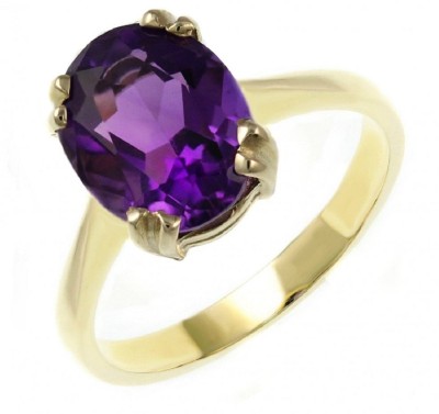 RATAN BAZAAR Ratan Bazaar Amethyst Gold Plated Ring for Astrological Purpose Stone Amethyst Gold Plated Ring