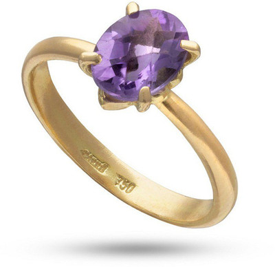 KUNDLI GEMS Amethyst Ring Original 6.00 ratti Stone Jamuniya stone Semi Precious stone Effective and Lab certified for unisex Stone Amethyst Gold Plated Ring