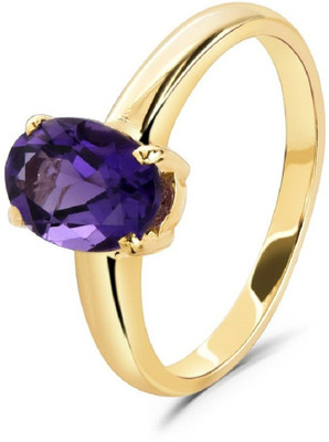 KUNDLI GEMS Amethyst Ring Natural 5.25 ratti Jamuniya stone Unheated & Untreated stone Lab Certified for unisex Stone Amethyst Gold Plated Ring