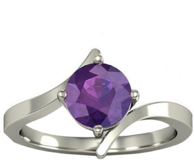 RATAN BAZAAR Amethyst Ring Natural 5.25 ratti Jamuniya stone Unheated & Untreated stone Lab Certified for unisex Stone Amethyst Silver Plated Ring