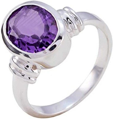 RATAN BAZAAR Amethyst Ring Natural Jamuniya 6.25 ratti jamuniya stone semi precious stone Astrological Purpose for unisex Stone Amethyst Gold Plated Ring