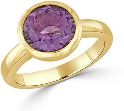 KUNDLI GEMS Amethyst Ring Natural 5.25 ratti Jamuniya stone Unheated & Untreated stone Lab Certified for unisex Stone Amethyst Gold Plated Ring
