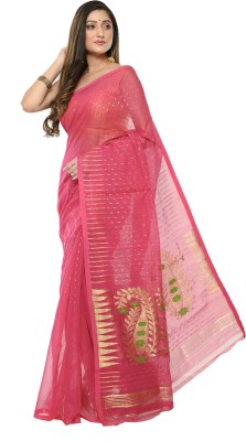 RUPANJALI Printed Jamdani Pure Cotton, Cotton Silk Saree(Pink)