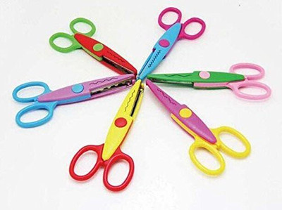 MON N MOL Art and Craft Zig zag Paper Shaper Scissor Scissors(Set of 6, Multicolor)