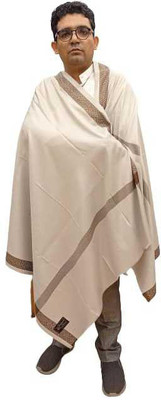 KASHMIR HANDLOOM Cashmere Self Design Men Shawl(Grey)