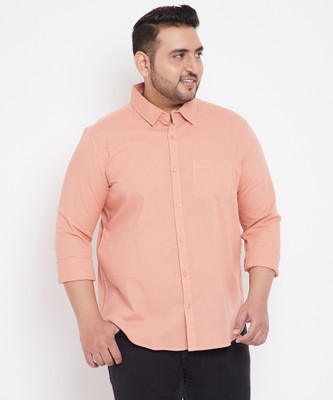 Instafab Plus Men Solid Casual Pink Shirt