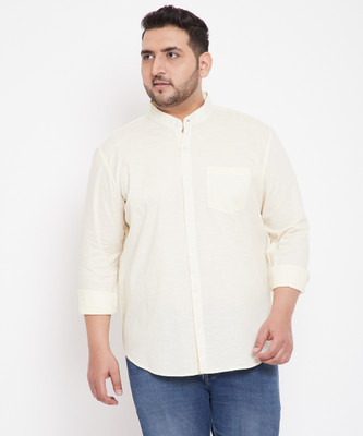 Instafab Plus Men Printed, Solid Casual Cream Shirt