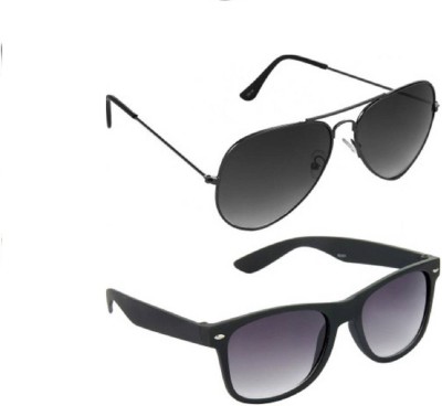 MAXX Wayfarer, Aviator Sunglasses(For Men & Women, Black)