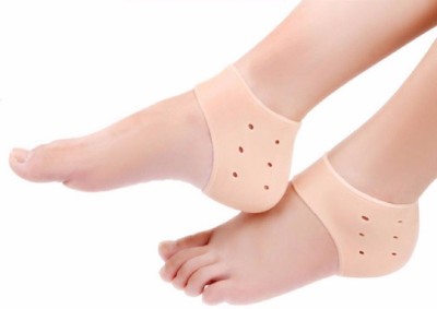 Holiday Silicon Gel Heel Socks for Moisturize and Heal Dry Cracked Heels Heel Support(Orange)