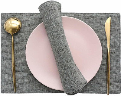 Casanest Rectangular Pack of 6 Table Placemat(Grey, Jute)