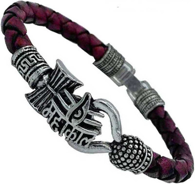Pratima Brass, Leather Silver Bracelet
