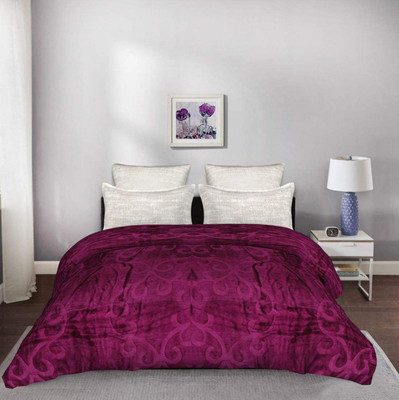 Jixpox Self Design Double Mink Blanket for  Heavy Winter(Fur, Wine Color)