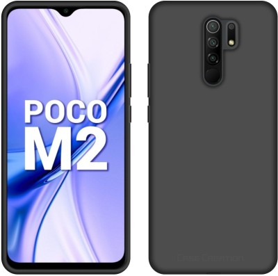 CASE CREATION Back Cover for Xiaomi POCO M2 (2020) Soft Back Case Fashion Velvet Cover(Black, Dual Protection, Silicon, Pack of: 1)