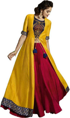 zyorika Women Ethnic Jacket, Top and Skirt Set