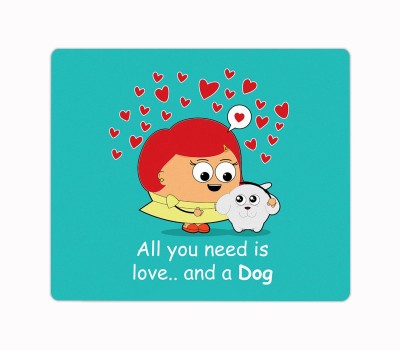 Impresion Dog Love Cartoon Designer Printed Premium Designer Mouse Pad for Computer/Laptop (22.5cm x 19cm) - C118 Mousepad(Multicolor)