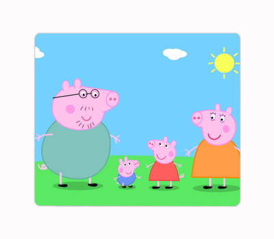 Impresion Peppa Pig Family Cartoon Designer Printed Premium Designer Mouse Pad for Computer/Laptop (22.5cm x 19cm) - C121 Non Slip Base Mousepad(Multicolor)