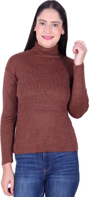 Ogarti Striped Round Neck Casual Women Brown Sweater