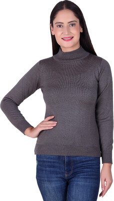Ogarti Solid High Neck Casual Women Grey Sweater