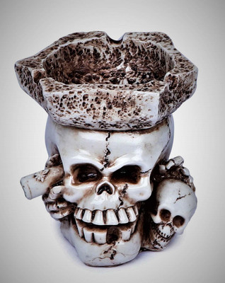 Inara Creation Skull White Polyresin Ashtray(Pack of 1)