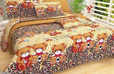 Sehaj Tetile 180 TC Cotton Queen Cartoon Flat Bedsheet(Pack of 1, Multicolor)