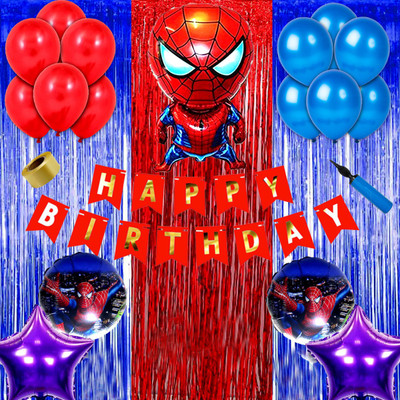 Shopperskart Happy birthday Spiderman theme combo kit pack for party decorations(Set of 73)