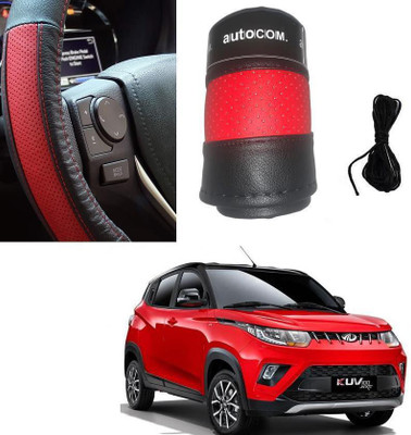 ARNEJA Hand Stiched Steering Cover For Mahindra KUV 100(Red, Black, Leatherite)