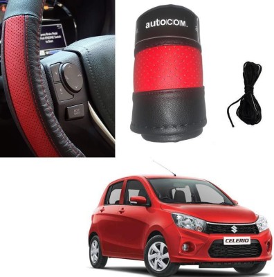 Autocom Hand Stiched Steering Cover For Maruti Celerio(Red, Black, Leatherite)