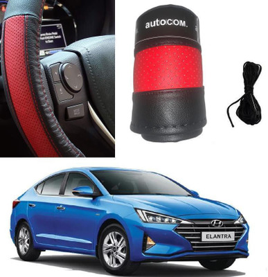ARNEJA Hand Stiched Steering Cover For Hyundai Elantra(Red, Black, Leatherite)