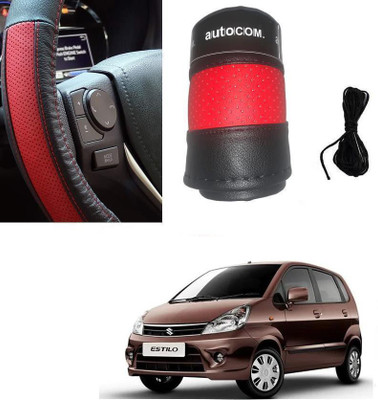Autocom Hand Stiched Steering Cover For Maruti Zen Estilo(Red, Black, Leatherite)