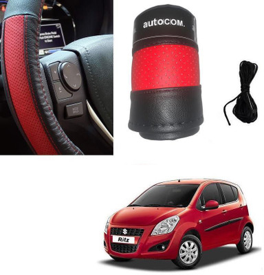 ARNEJA Hand Stiched Steering Cover For Maruti Ritz(Red, Black, Leatherite)