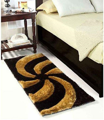 Lynn Fab Black, Brown Polyester Runner(1 ft,  X 3 ft, Rectangle)