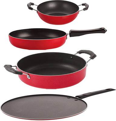 NIRLON FP12_KD11_ST11_CS24 Non-Stick Coated Cookware Set(PTFE (Non-stick), Aluminium, 4 - Piece)