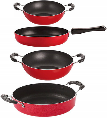NIRLON FP12_KD12_KD13_CS24 Non-Stick Coated Cookware Set(PTFE (Non-stick), Aluminium, 4 - Piece)