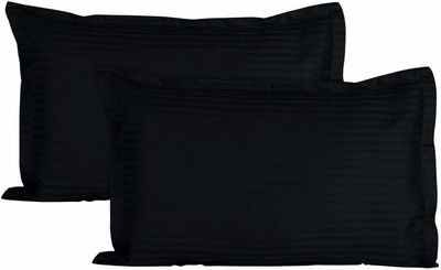 Versatile Store Cotton Pillows Cover(46 cm*69 cm, Pack of 2, Black)