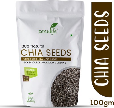 zenulife Raw Unroasted Chia Seeds with Omega 3 and Fiber for Weight Loss Chia Seeds(100 g)