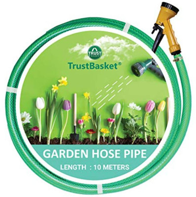 TrustBasket T2600 Heavy Duty PVC Braided Hose Pipe With Spary Gun Hose Pipe(3000 cm)
