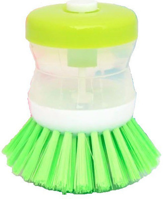 SMT Multipurpose Kitchen Smart Clean High Quality Plastic Pot Liquid Soap Dispenser Cleaning Brush I Multicolor I Pack of 1 Nylon Wet and Dry Brush(Multicolor)