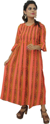 rayie collection Women Printed Flared Kurta(Multicolor)