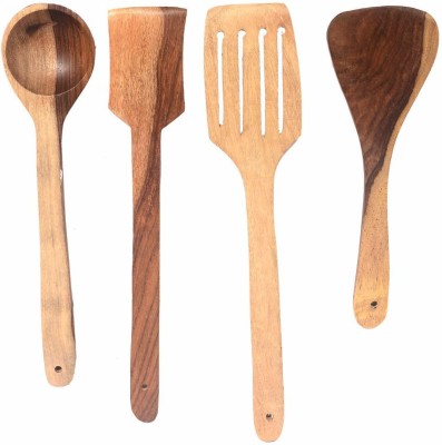 AS Wooden Handicraft Handmade Wooden Coocking Spoon Spatula & Ladle Spoon Set of (4) Wooden Table Spoon Set(Pack of 4)