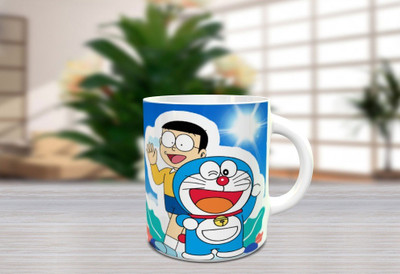 BlueBells Gifting Doremon Nobita friends kids mug Ceramic Coffee Mug(325 ml)