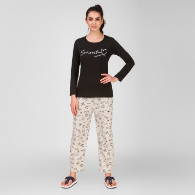 Fit N Fame Women Printed Multicolor Top & Pyjama Set