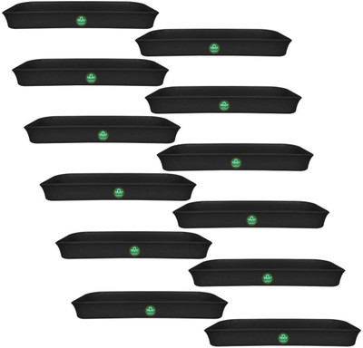 TrustBasket UV Treated Rectangular Bottom Tray(Plate/Saucer) Suitable for 12 inch Rectangular Plastic Pot - Black Color - Set of 12 Plant Container Set(Pack of 12, Plastic)