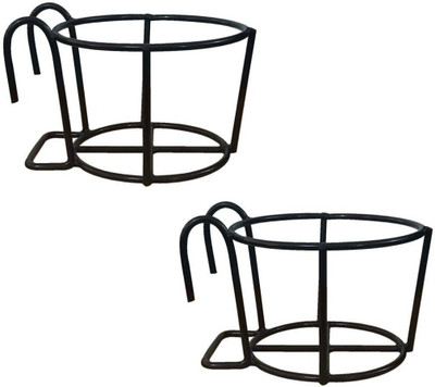 TrustBasket Round Pot Railing Hanger Plant Container Set(Pack of 2, Metal)