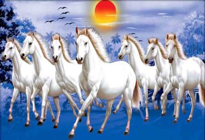 Vastu Seven Running Horses Photo Paper Poster (13 Inch X 19 inch) btakl2021 Photographic Paper(19 inch X 13 inch, Rolled)